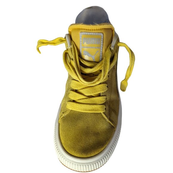 Puma Suede Mayu Up women's yellow & white platform sneakers Size 8 - Picture 9 of 11